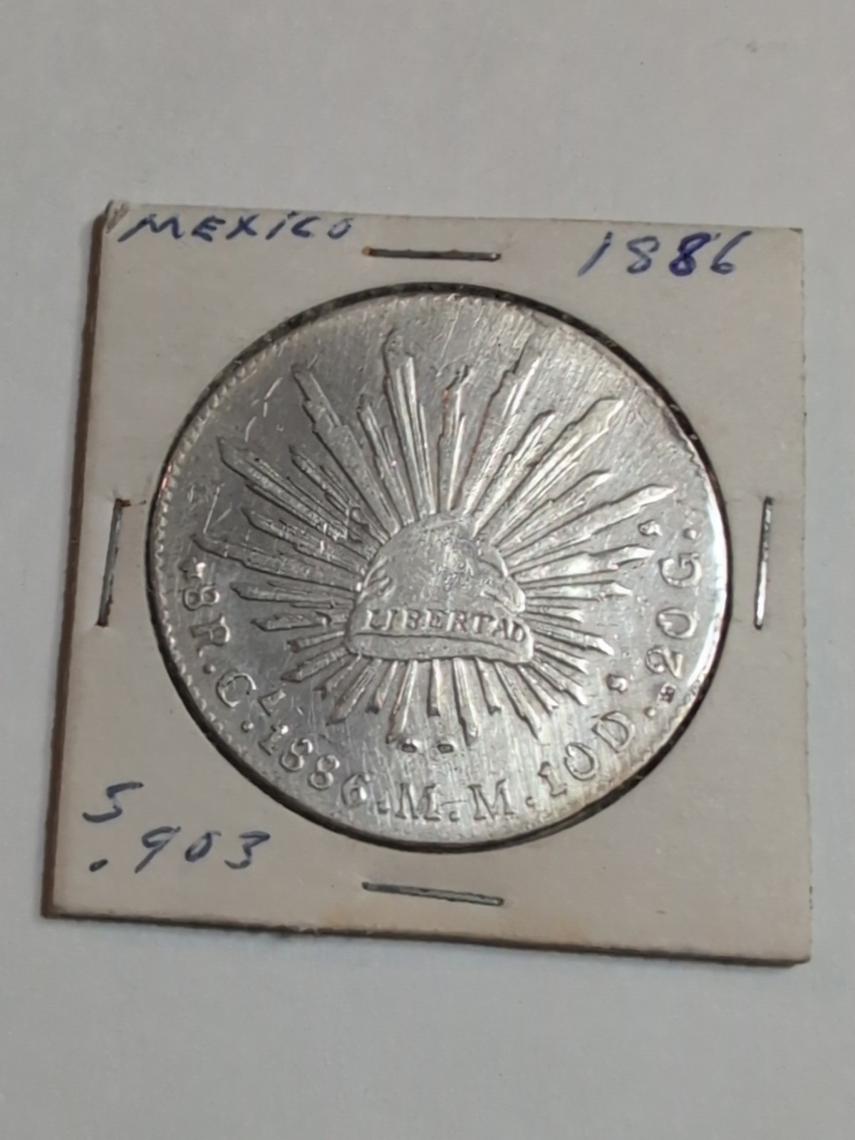 1886 Mexico 8 Reale Culican Mint
