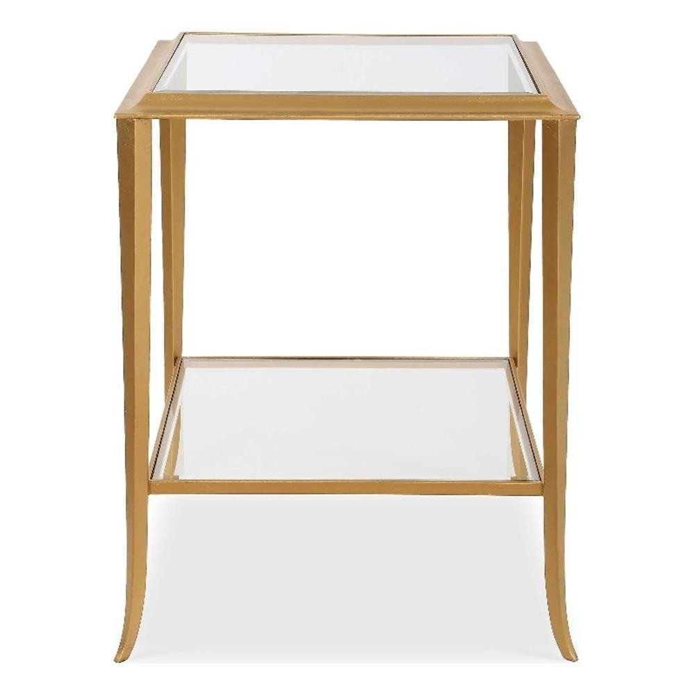 Pemberly Row Contemporary Iron Frame End Table in Radiant Gold