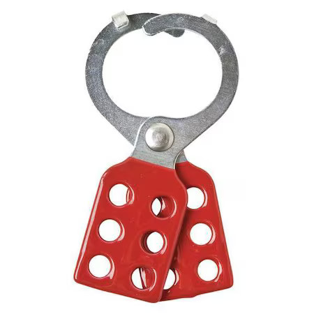 Brady 105719 Lockout Hasp, Red, Steel, 6 Max. No. Of Padlocks, 67/200 In Max.