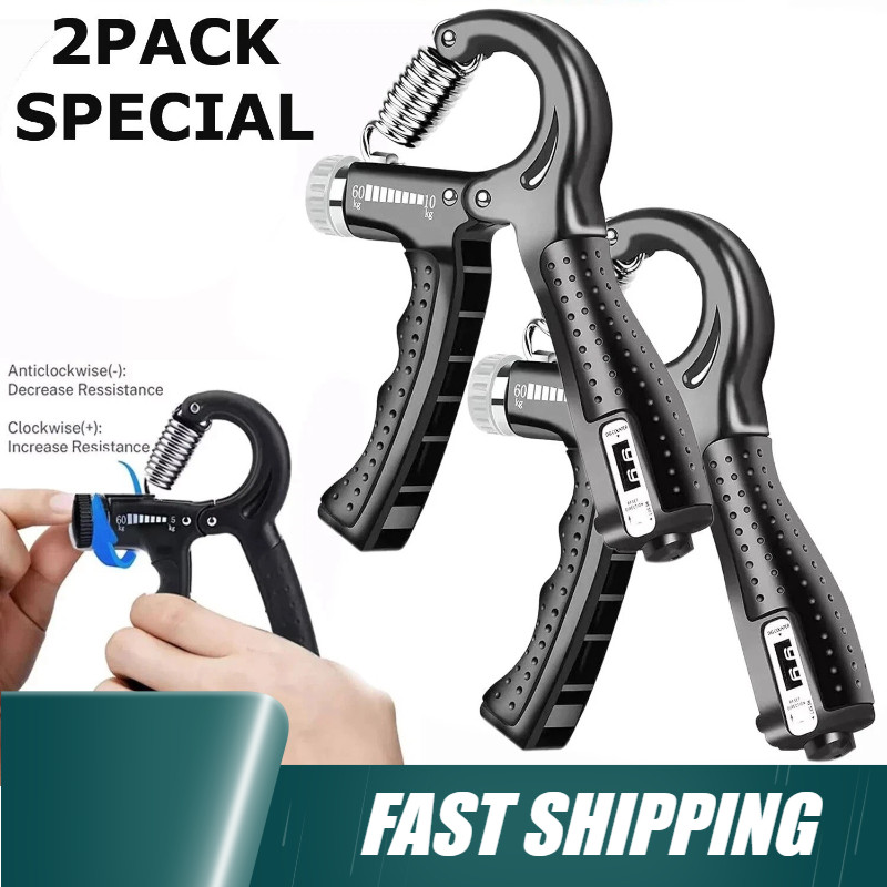 2 Hand Grip Strengthener Power Trainer Gripper Strength Adjustable Gym Exerciser
