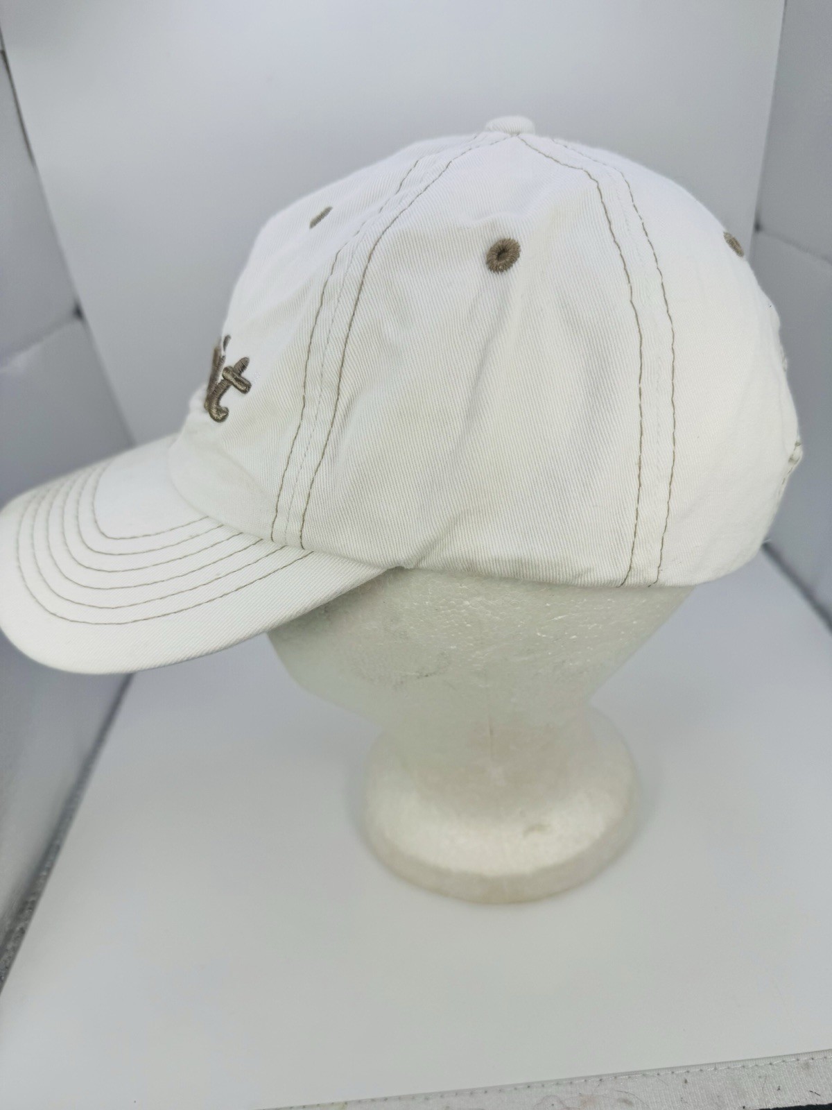 Titleist Morrissey Engineering Hat Cap Strapback White Bronze Has Stains