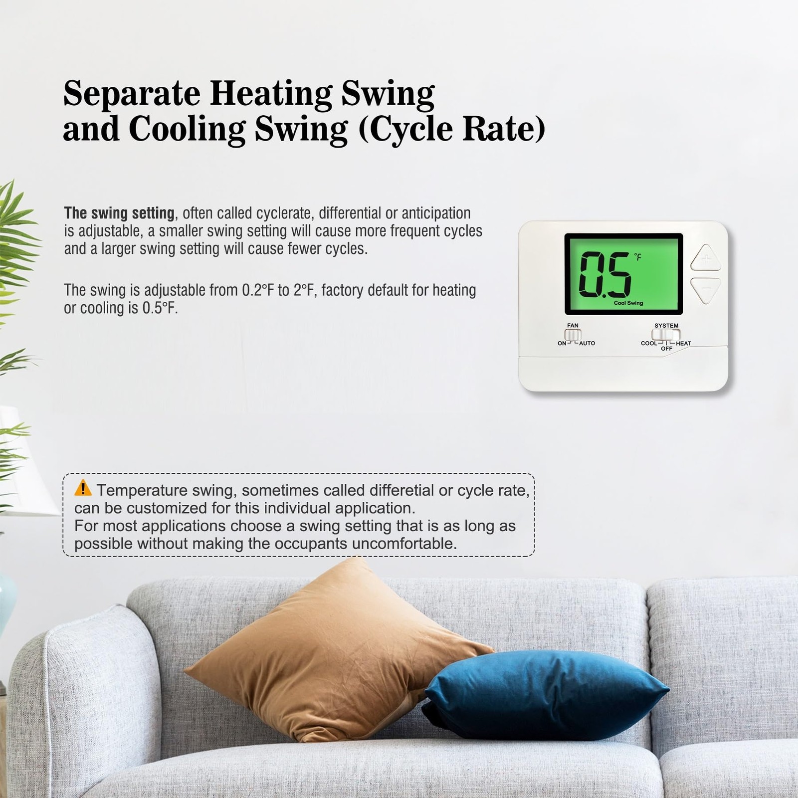 Non-Programmable Thermostat for Home Single-Stage Systems, 1 Heat/1 Cool