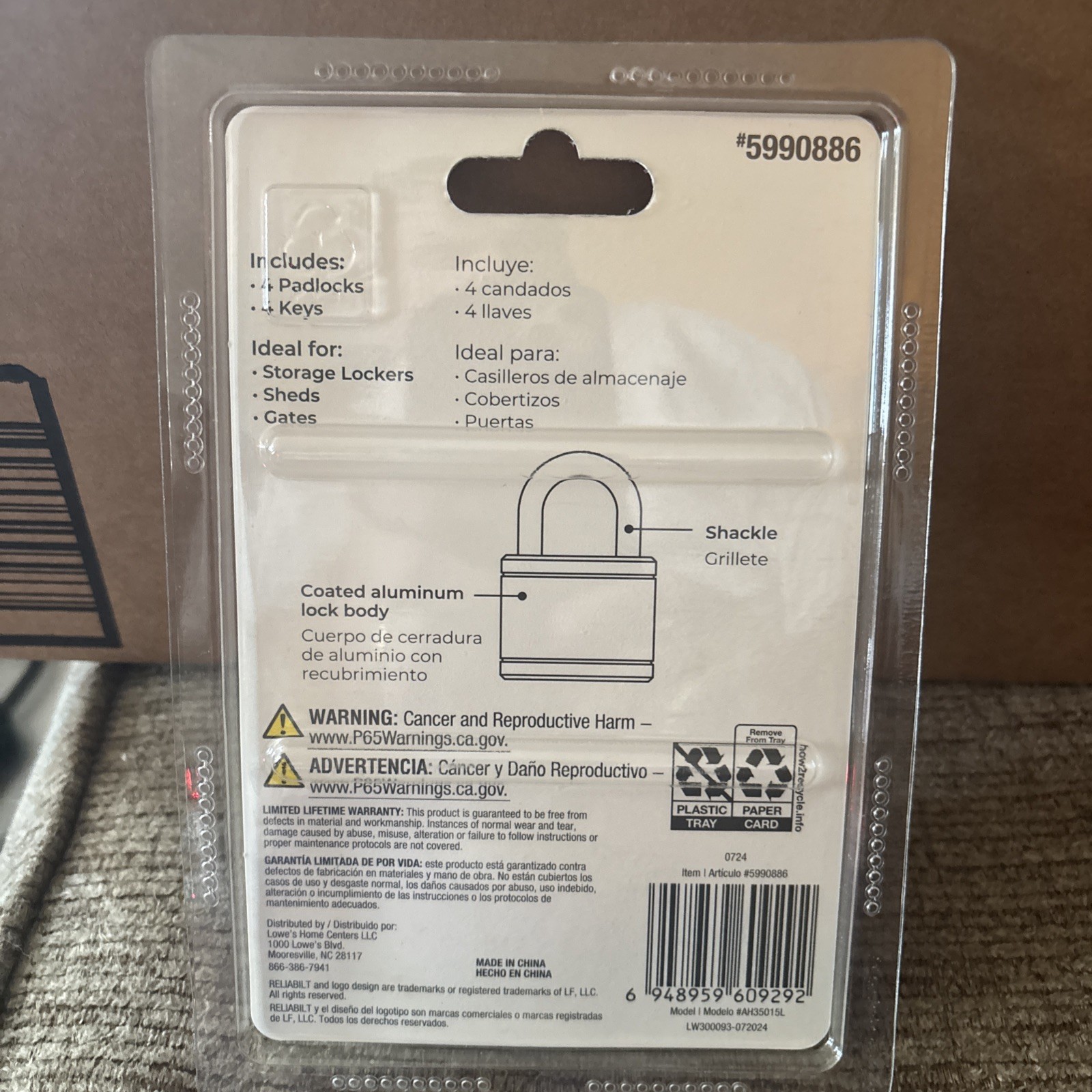 Aluminum Keyed Padlocks 4 Ct