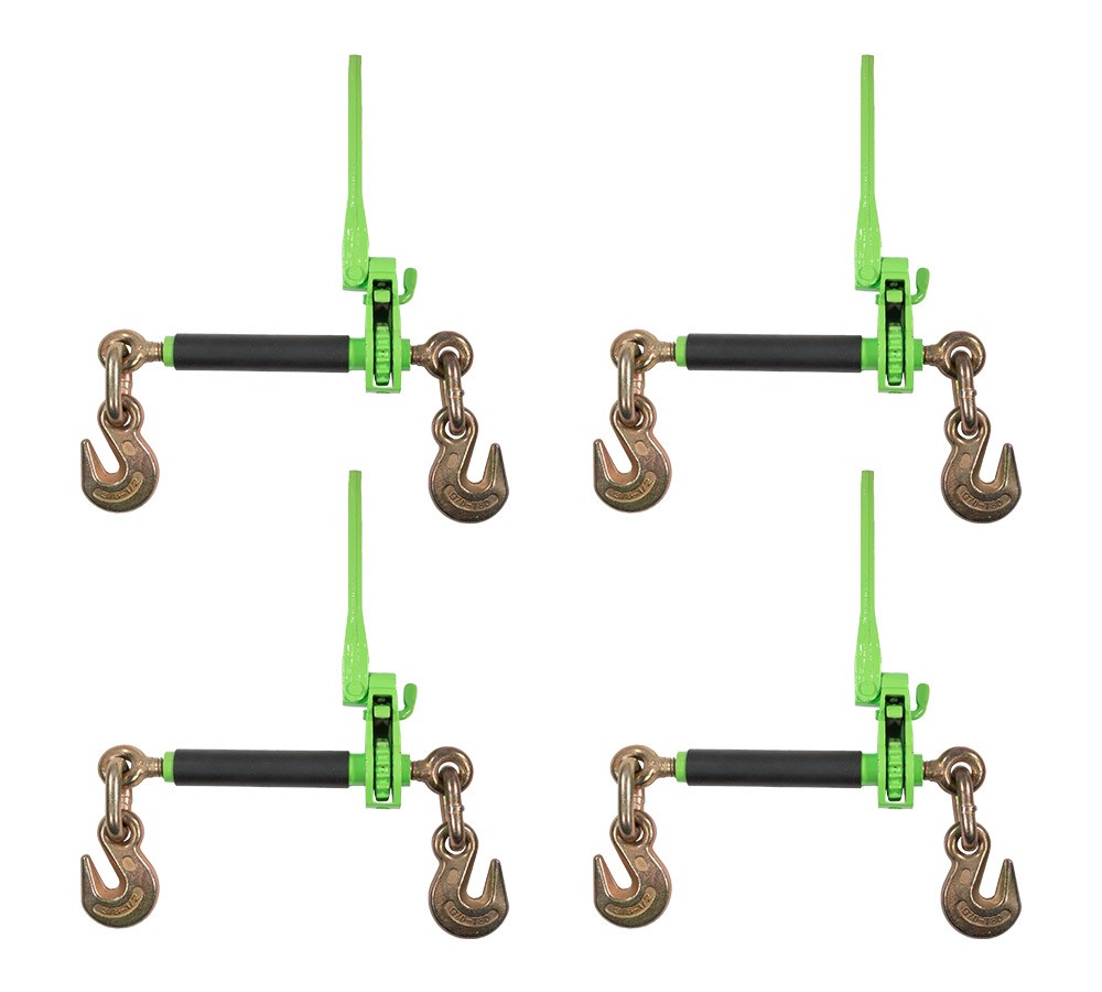 4PK 3/8"-1/2" Folding Handle Ratchet Load Binder w/ Grab Hook 12,000 lbs WLL