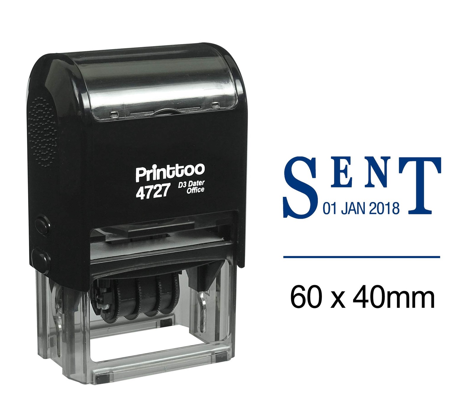 Self Inking Date Stamp Sent Text Message Blue Ink Commercial Rubber Dater