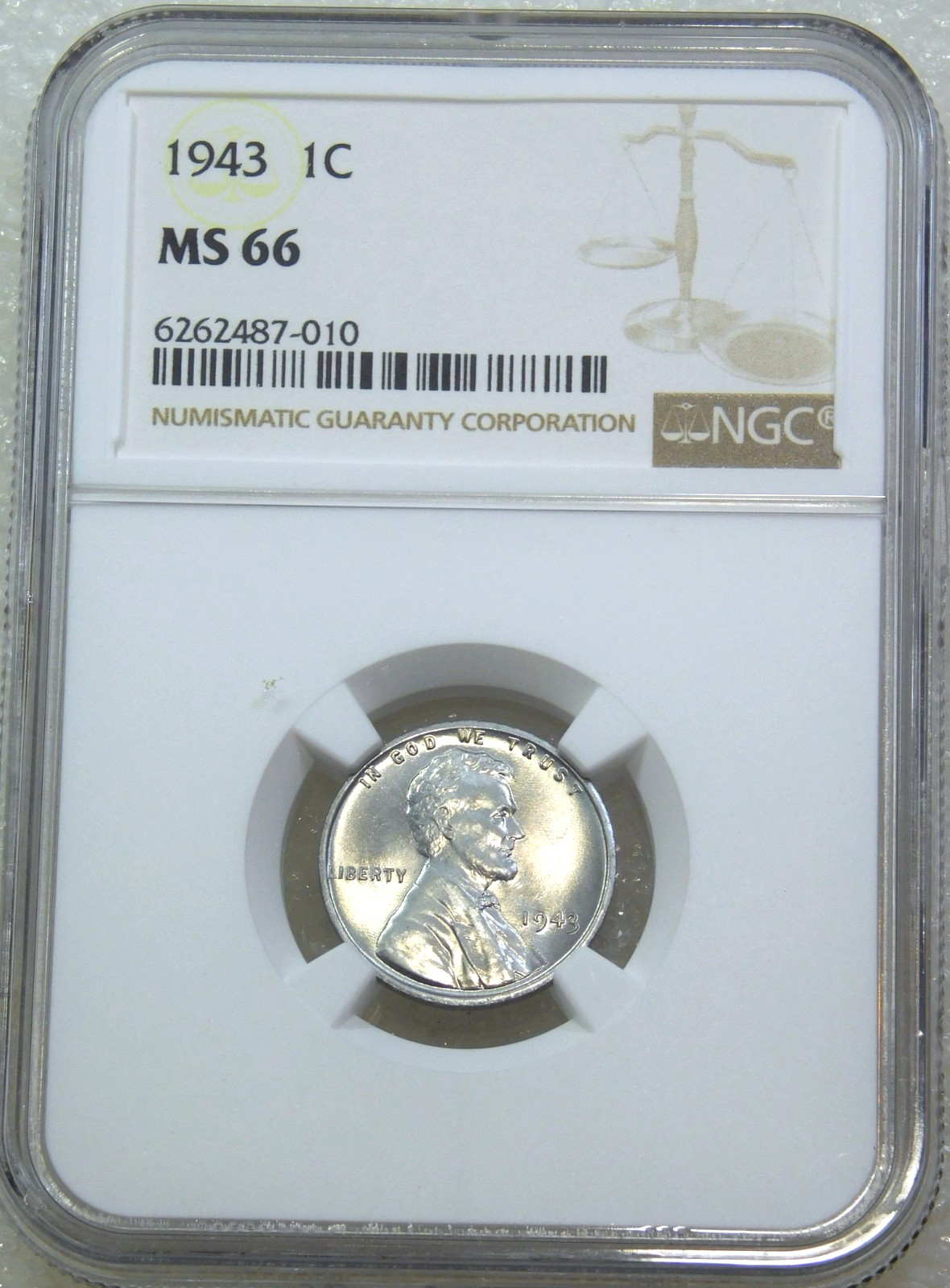 1943 P Lincoln Steel Cent NGC MS66 Very Bright Luster Just Graded #Q383G