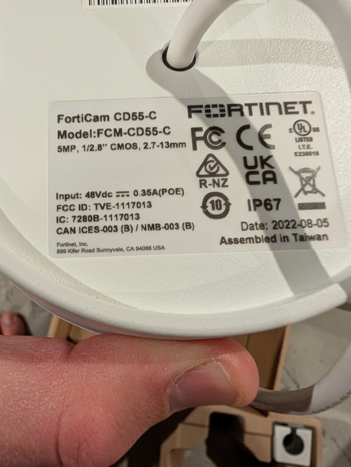 FORTINET FortiCam CD55-C Security Camera Never Used - Open Box