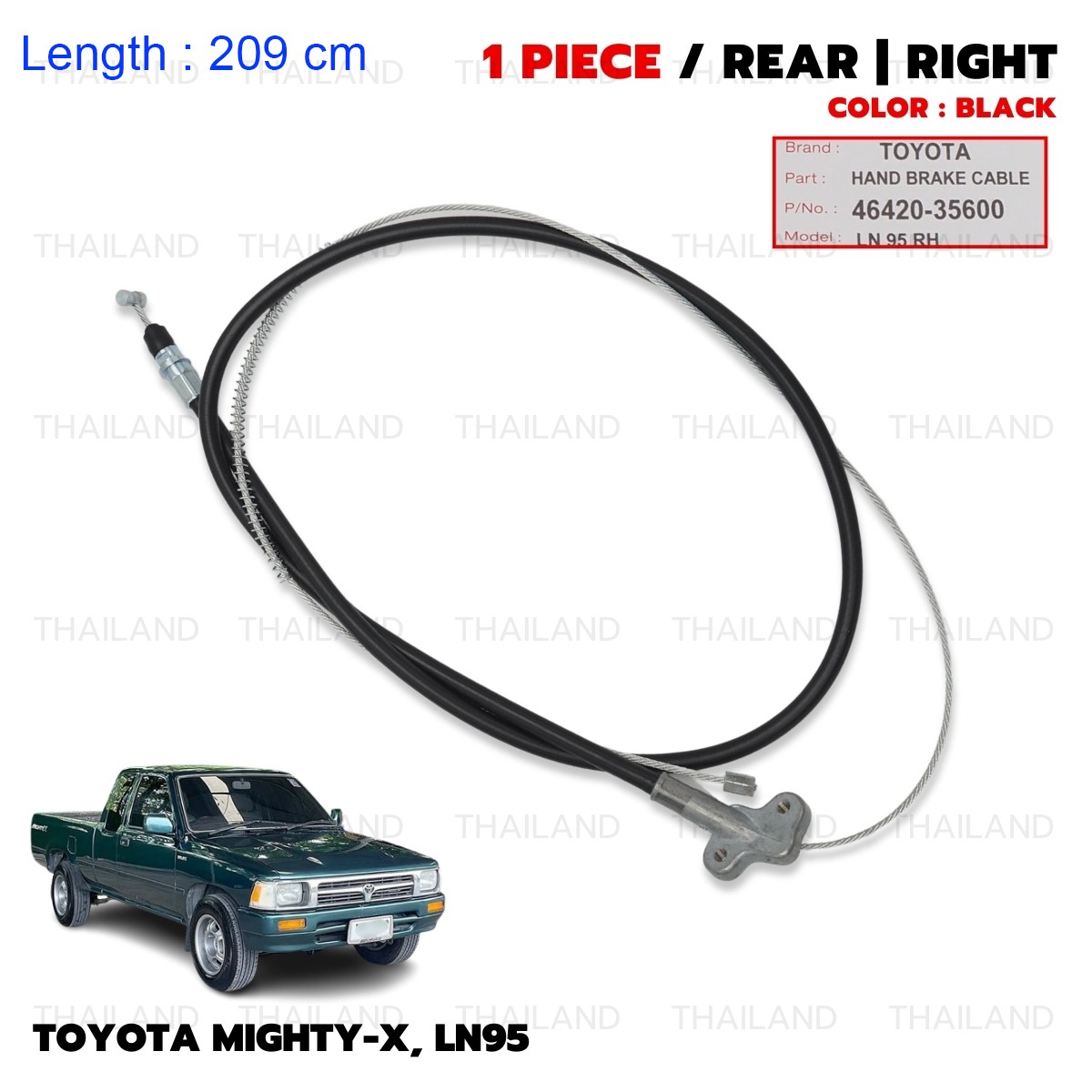 Rear Right Parking Brake Cable For Toyota Hilux Mighty-X LN85 LN95 1988 - 1997
