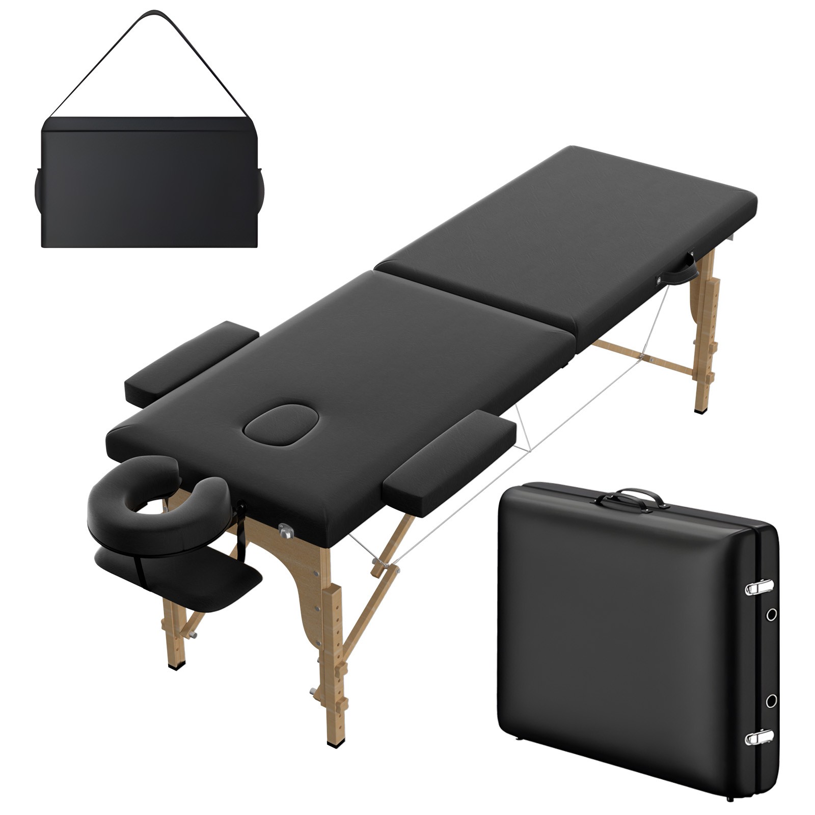 Portable Massage Table Foldable 2-Fold Heavy-Duty Massage Bed with Carrying Case