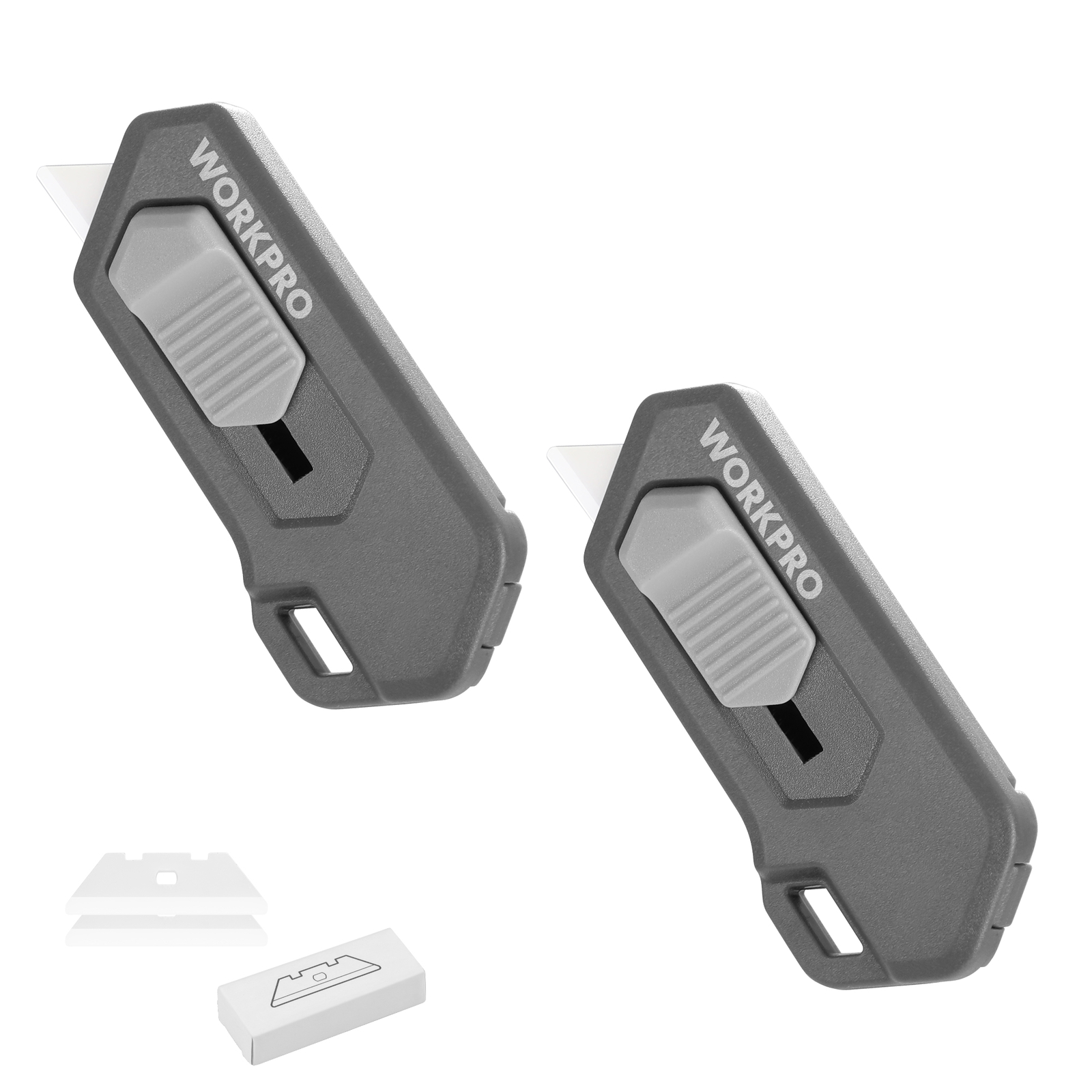 WORKPRO 2PIECE GRAY Safe Ceramic Box Cutter Small with Extra Blades Quick Change
