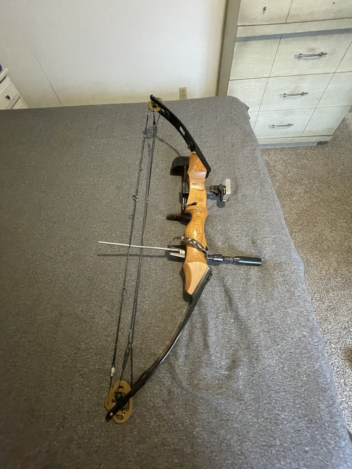 Martin Bobcat Compound Bow Brown Black Wood Metal Archery for Men Hunting Target