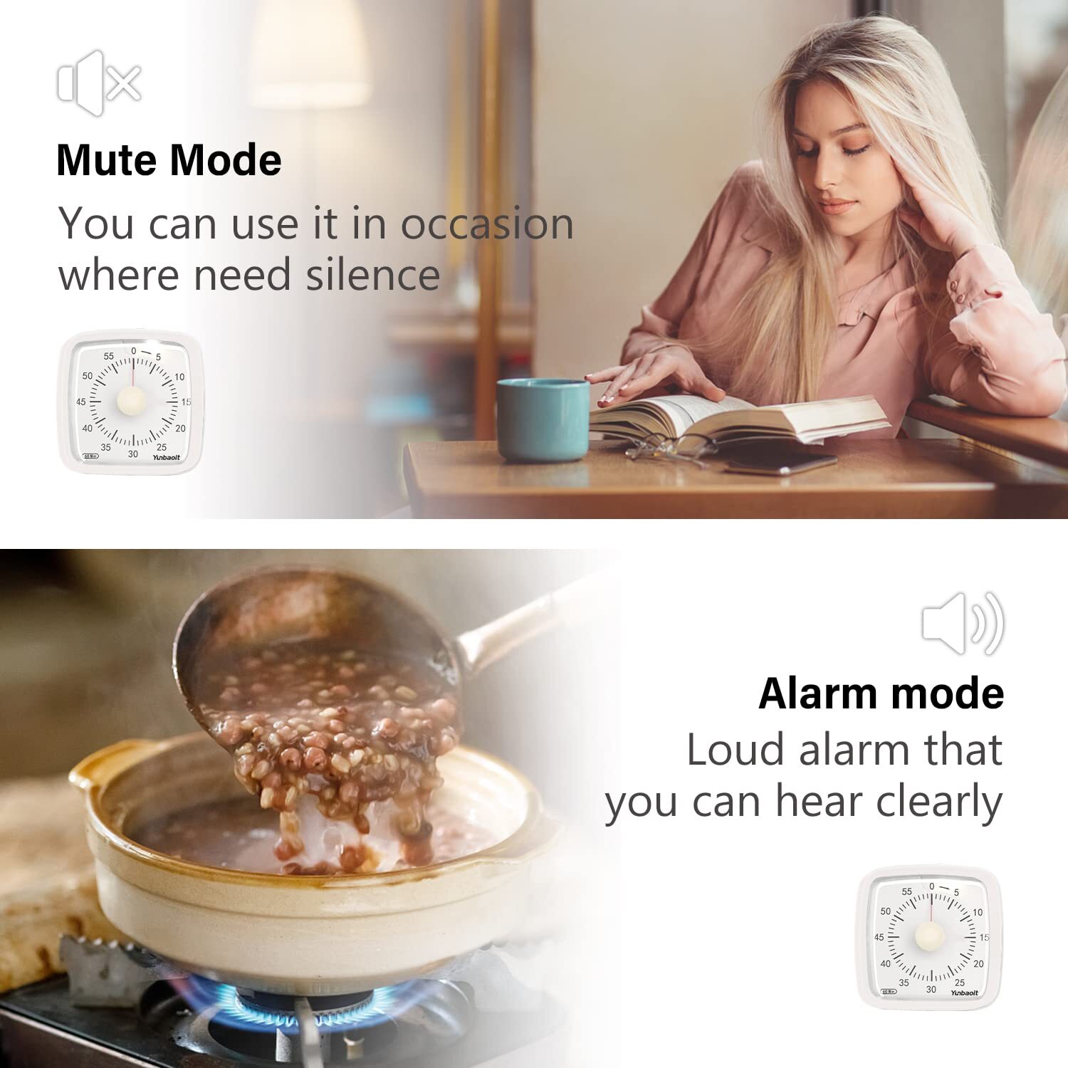 Visual Timer with Night Light 60-Minute Countdown Silent Time Management