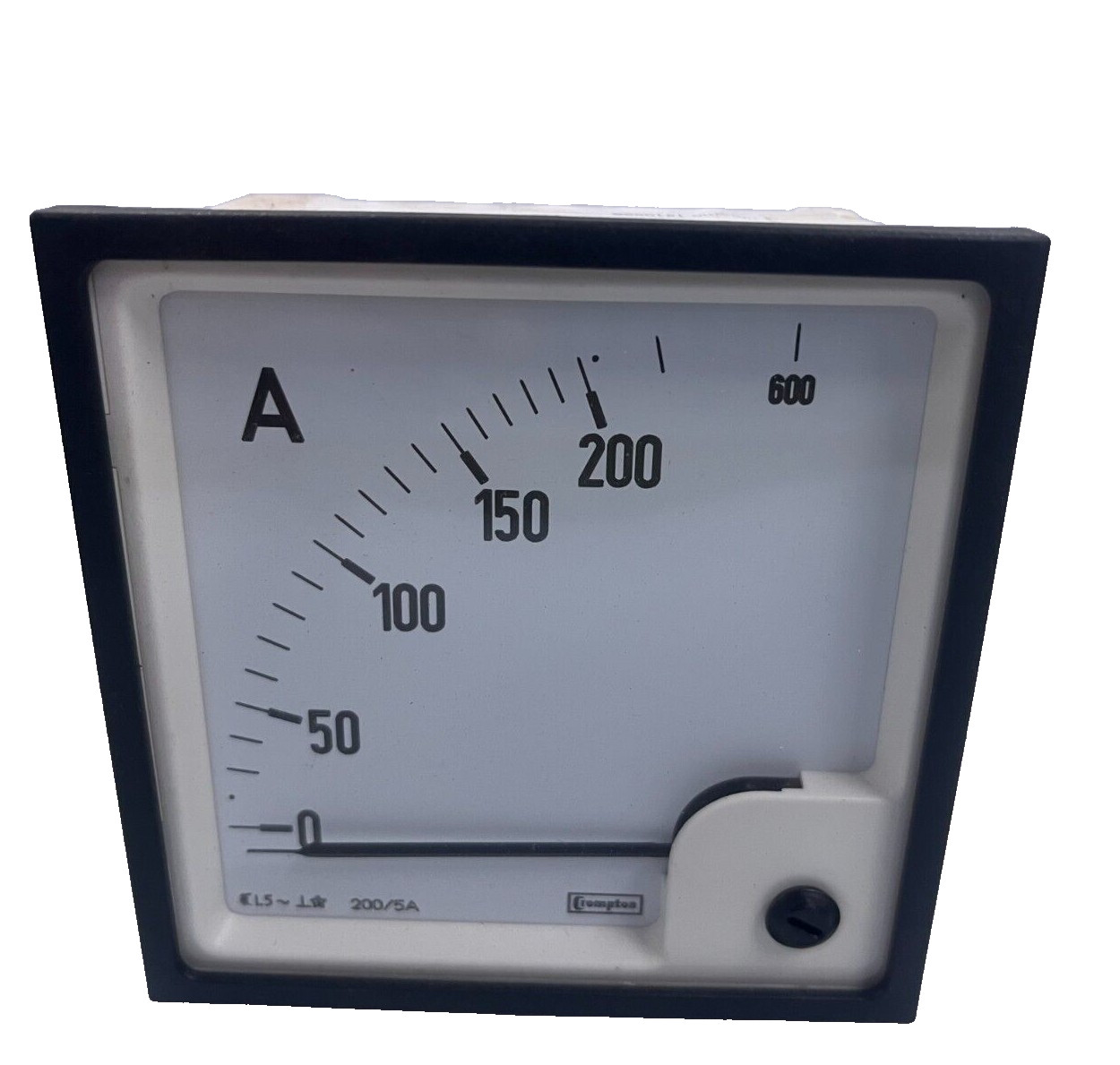 Crompton Instruments E244-023A Panel Meter Range 0/5/15 AMPS AC SCALED 0/200/600