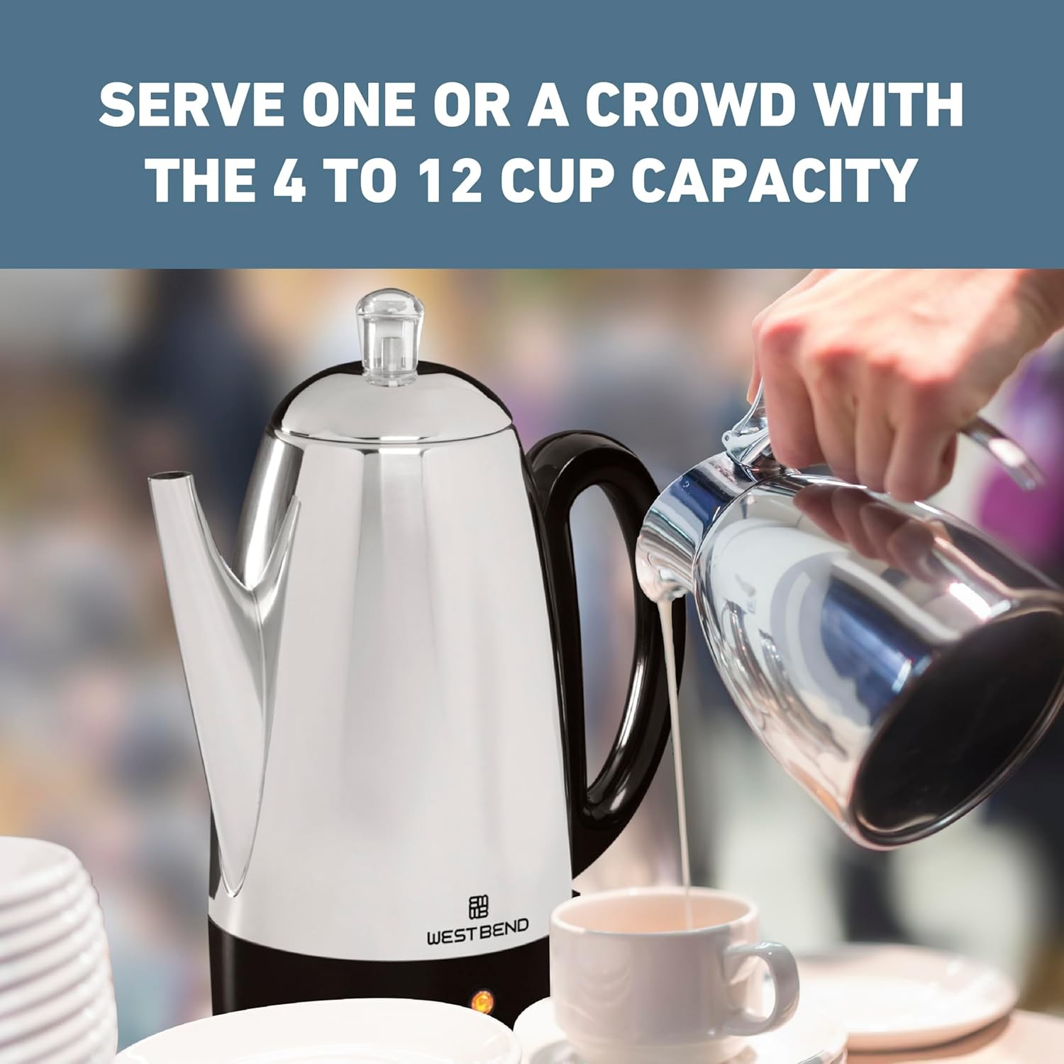 Electric Percolator Classic Style Coffee Maker with Heat Resistant Handle Base a