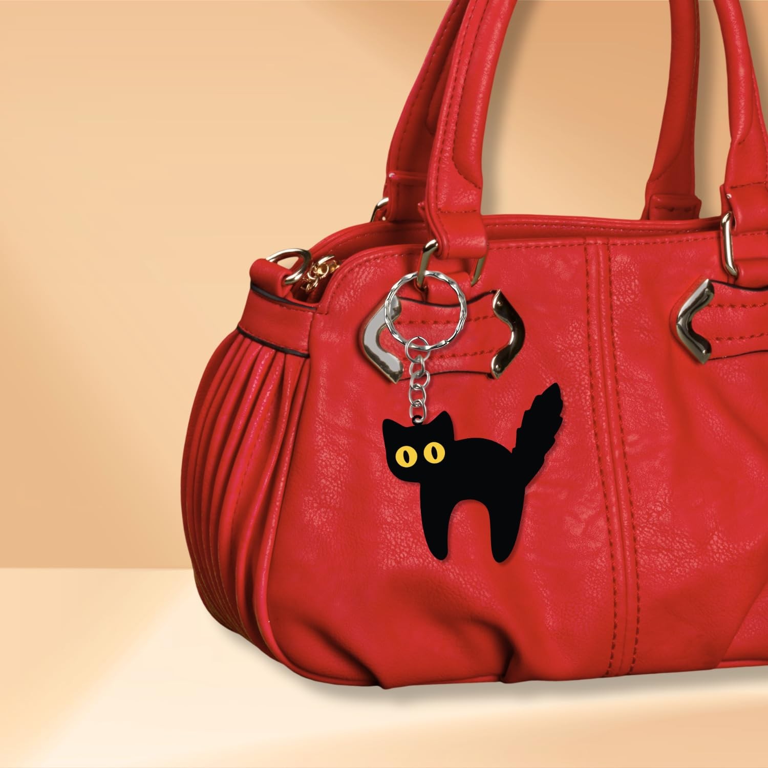 TRANGLE Black Cat Keychain (2 Pcs) – Acrylic Cute Key Ring, Small,