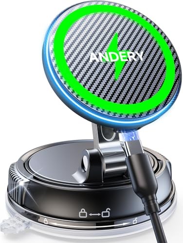 Magnetic Car Phone Holder Mount 360 Adjustable 2400g Strongest ANDERY Wireless