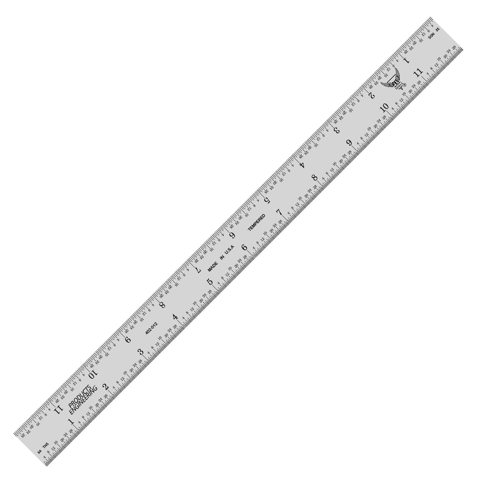PEC Tools 12" Rigid Metal Ruler, Made from Premium Stainless Steel, 4R Gradua...