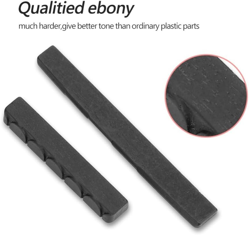 Guitar Nut and Saddle,Ebony Classical Guitar Nut & Saddle Set - 6 String Acou...