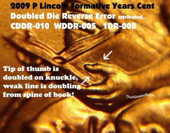 2009 P FY WDDR-005 Lincoln Cent Penny Doubled Die ERROR Coin