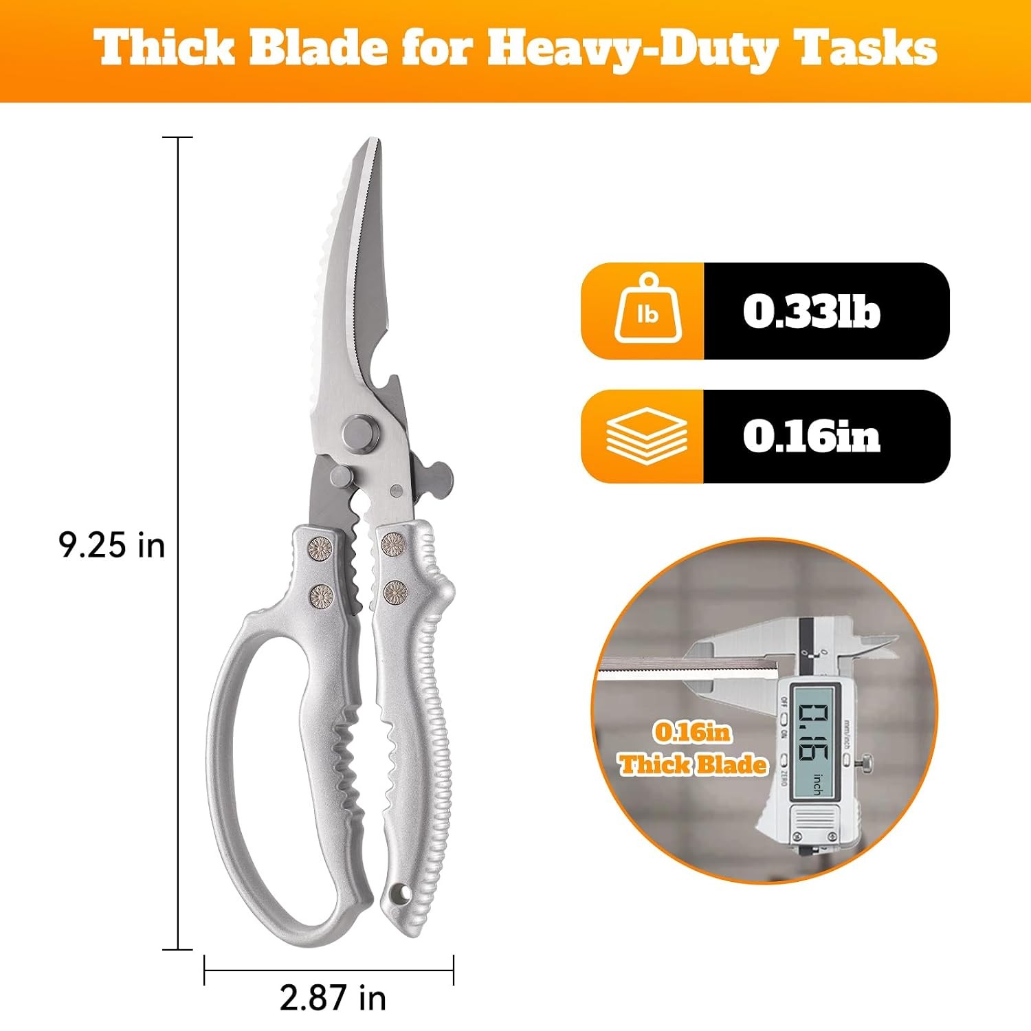 Heavy Duty Razor Sharp Poultry Shears Kitchen Scissors for Chicken Bones
