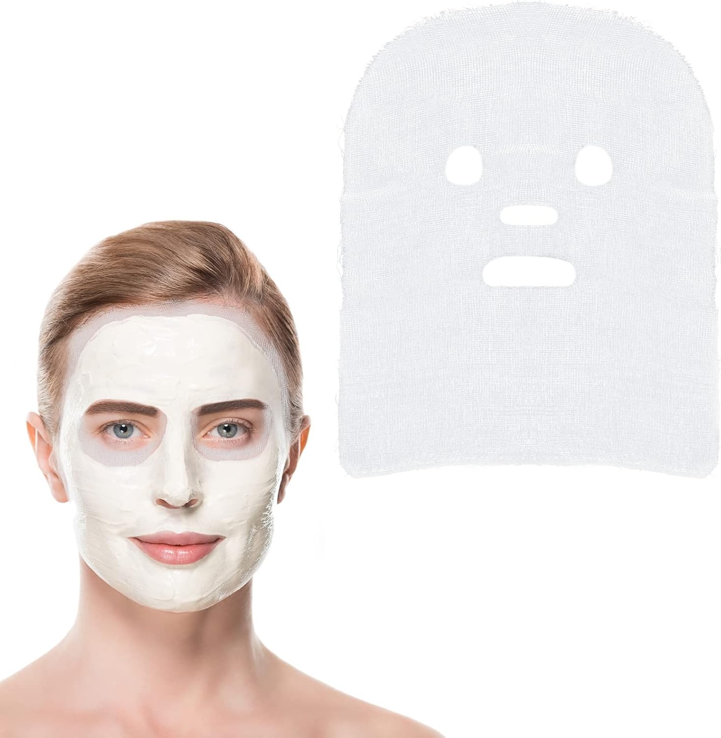 100 Sheets Pre-Cut Gauze Facial Cotton Beauty Face Pads - Soft High...