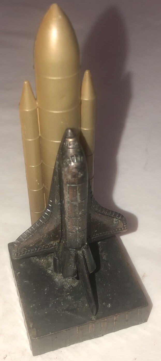 Vintage Retired 1970s Zinc Alloy Space Shuttle Pencil Sharpener 4.5"