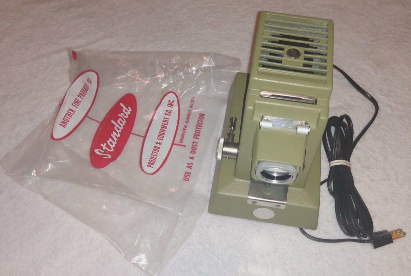 Vintage Standard Projector Model 330-B Working with Dust Cover & Sylvania Bulb
