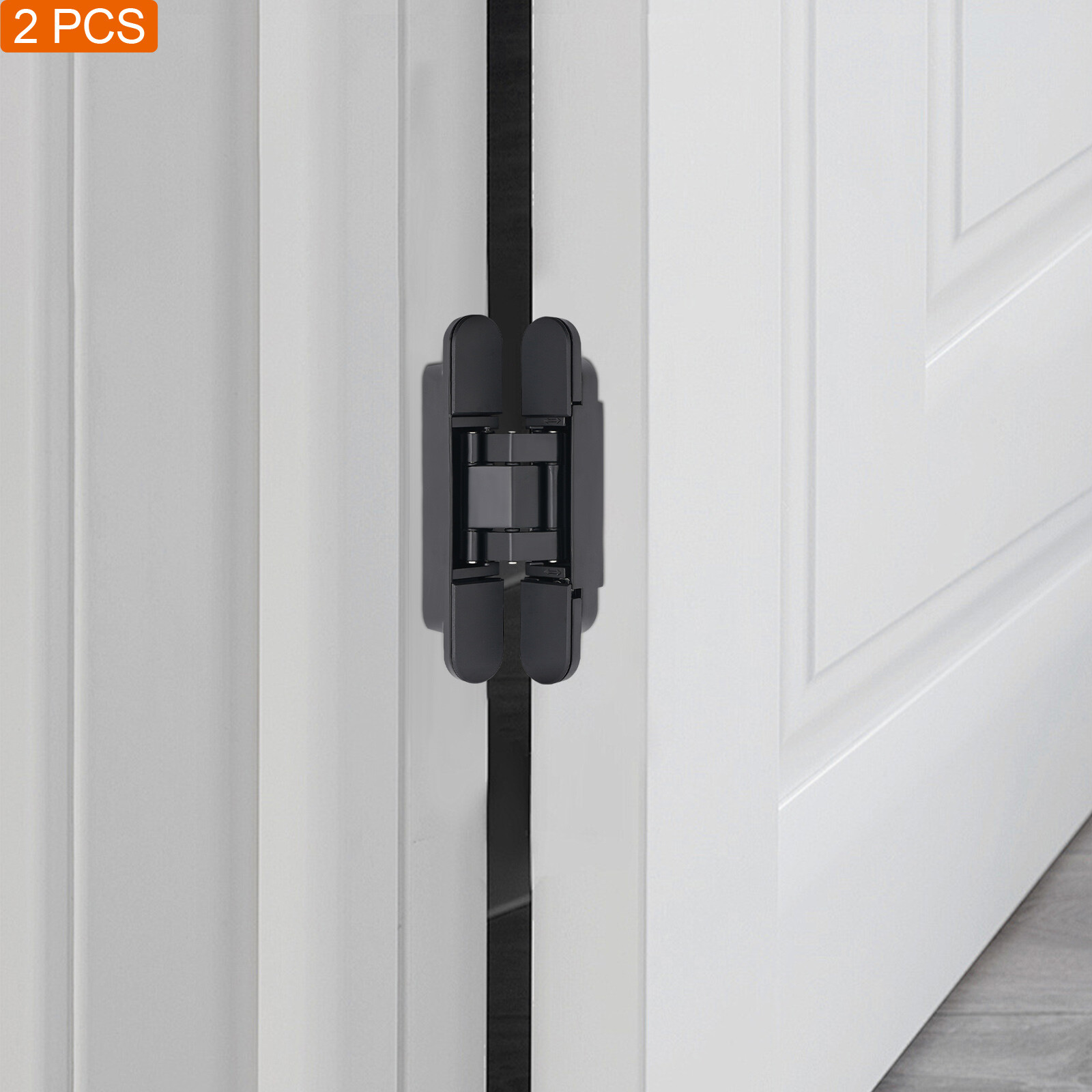2-Pack 6'' Black Hidden Door Hinges Heavy Duty Zinc Alloy Hinges Concealed Hinge
