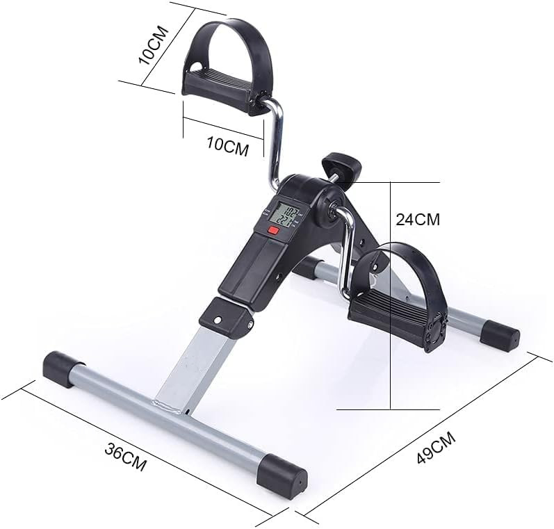Foldable Mini Exercise Bike Under Desk Pedal Arm/Leg Trainer LCD Display Silver