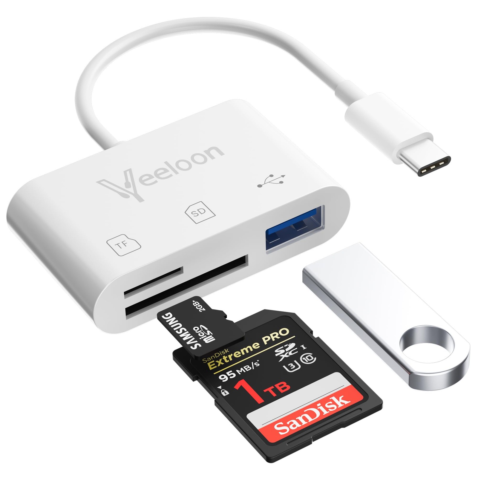 OTG SD Card Reader for iPhone 17/16,3in1 Memory Card Reader with USB Camera A...