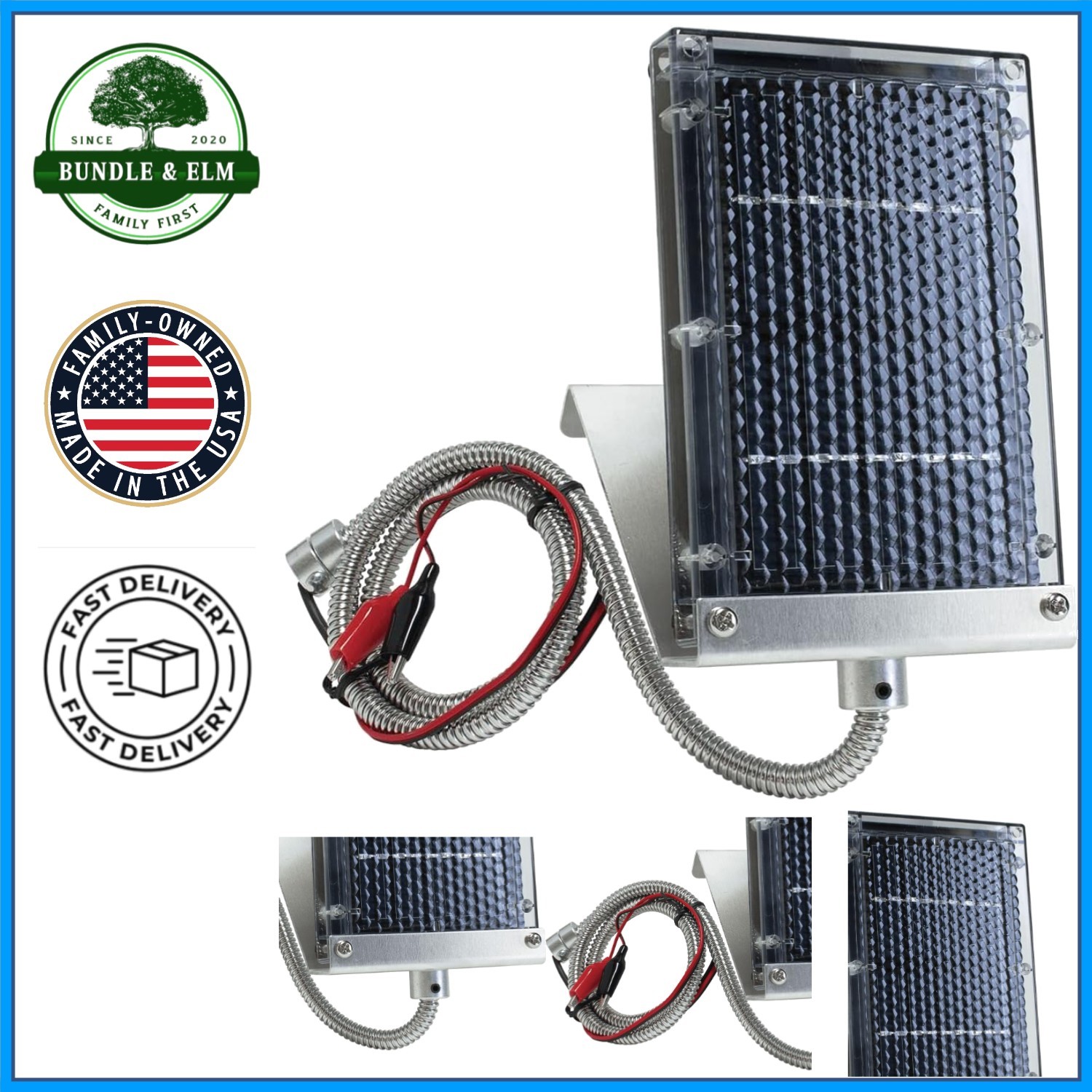 Lightweight Solar Panel with Alligator Clips for Deer Feeder Battery Charging