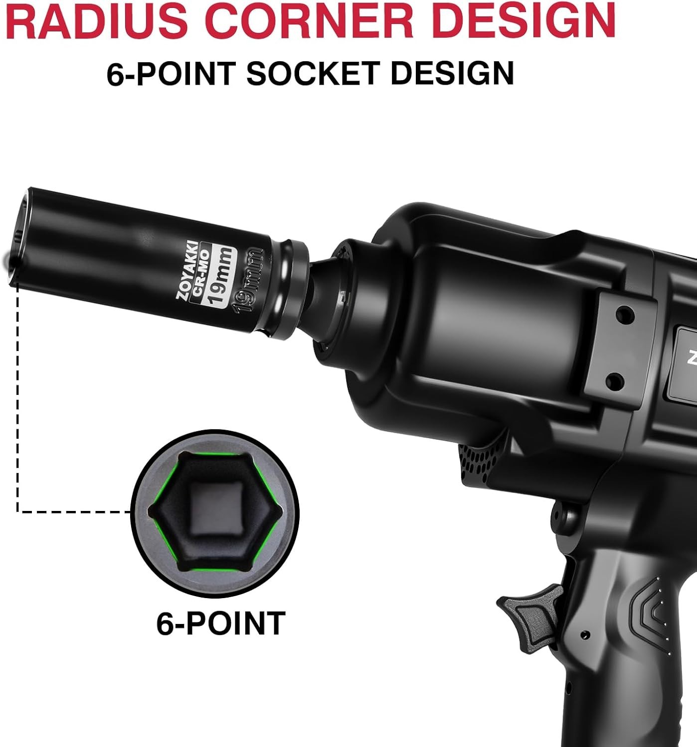 19mm 1/2" Drive Deep Socket - Chrome Molybdenum, Anti-Slip Design for Stability