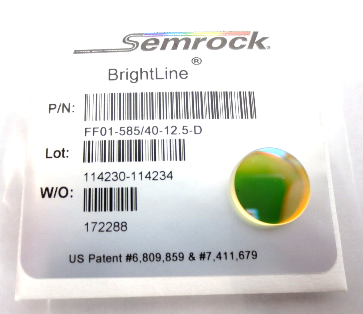 Semrock Brightline FF01-585/40-12.5-D Optical Filter