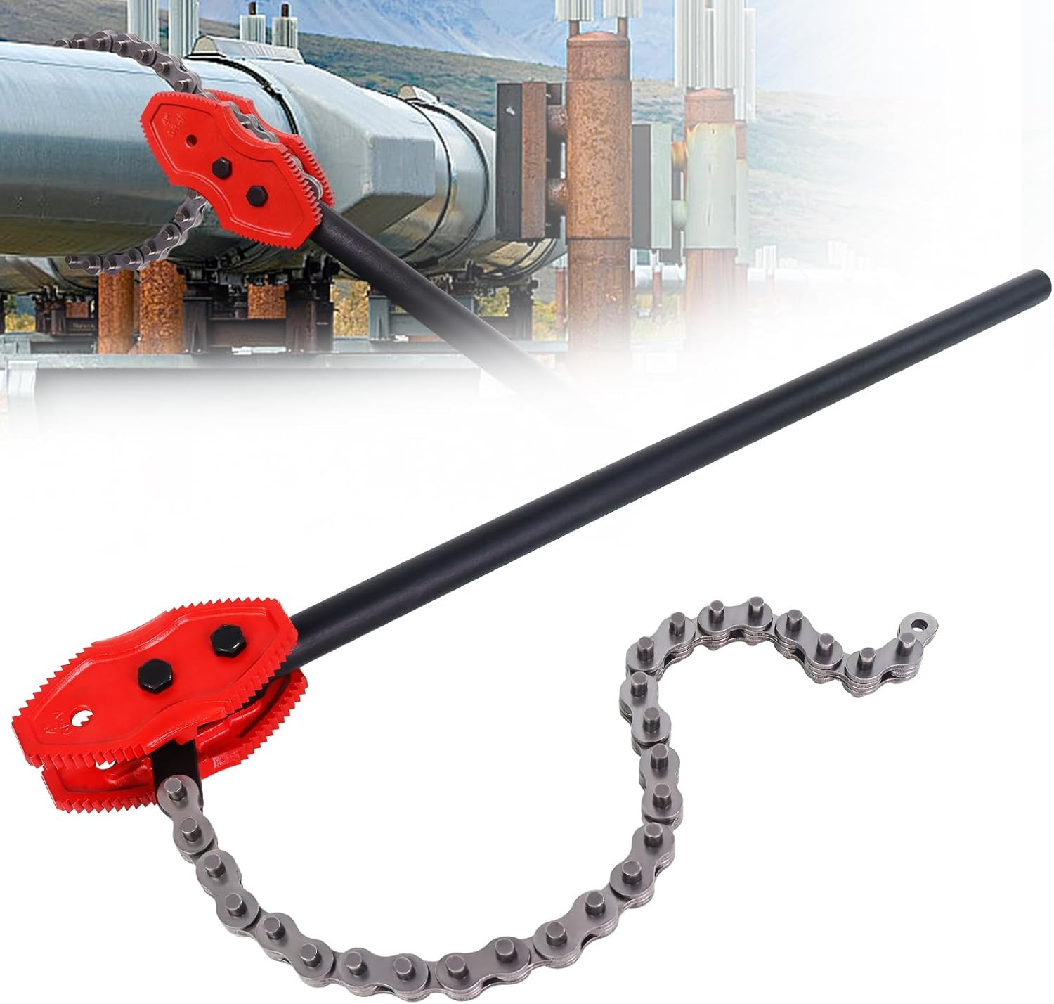 Chain Pipe Wrench, 36” Heavy Duty Chain Tongs with 29.4" Chain Length, Heavy-Dut