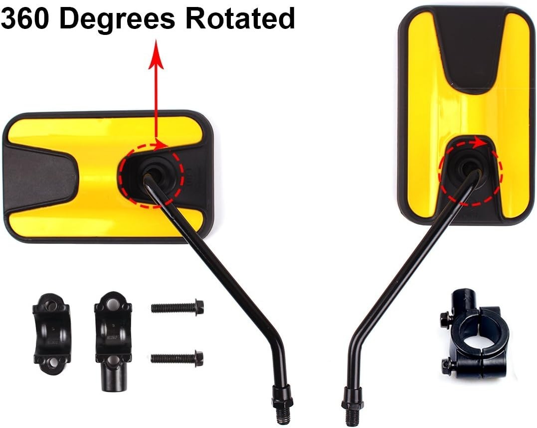 Large Convex ATV Mirrors for Honda & Polaris - Universal 2-Pack with Clamps