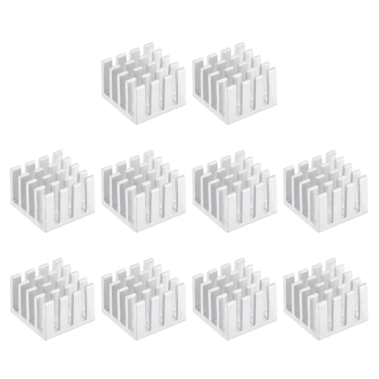 14x14x10mm Aluminum Heatsink Radiator for MOS IC Chip Silver Tone 10 Pcs