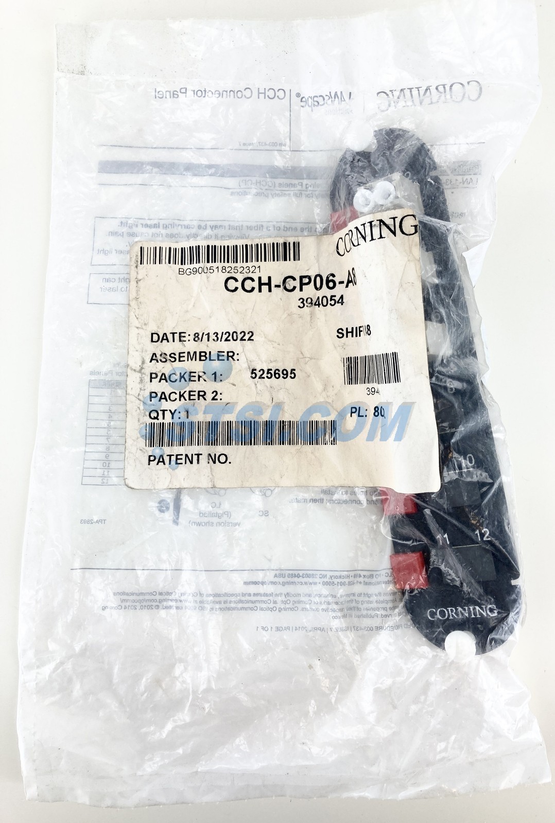 Corning CCH-CP06-A8 Fiber Optic Adapter Panel, 3 LC Duplex OM1 MM 62.5 ~STSI
