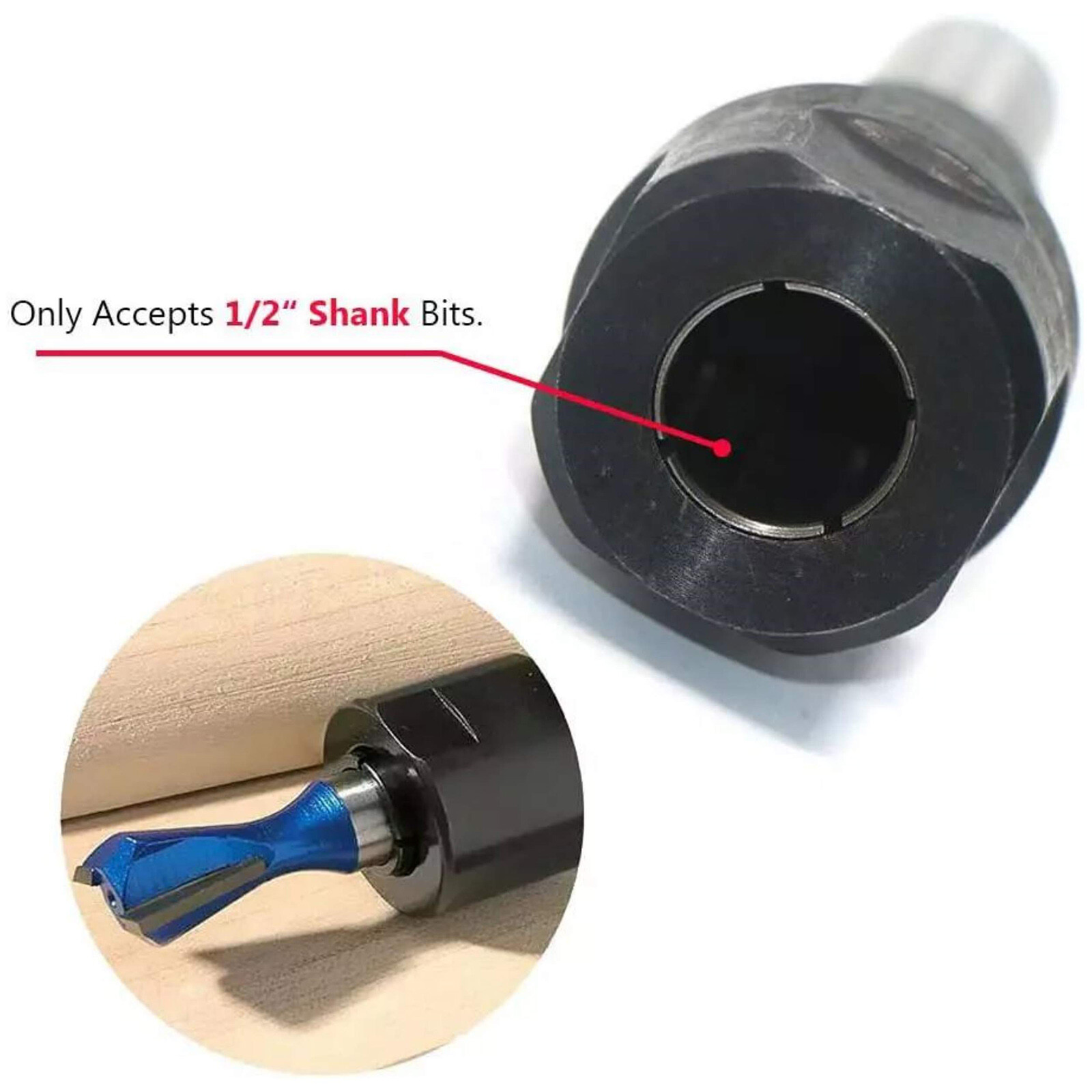 1/4" Shank Router Bits Collet Extension Rod Chuck Extender Adapter