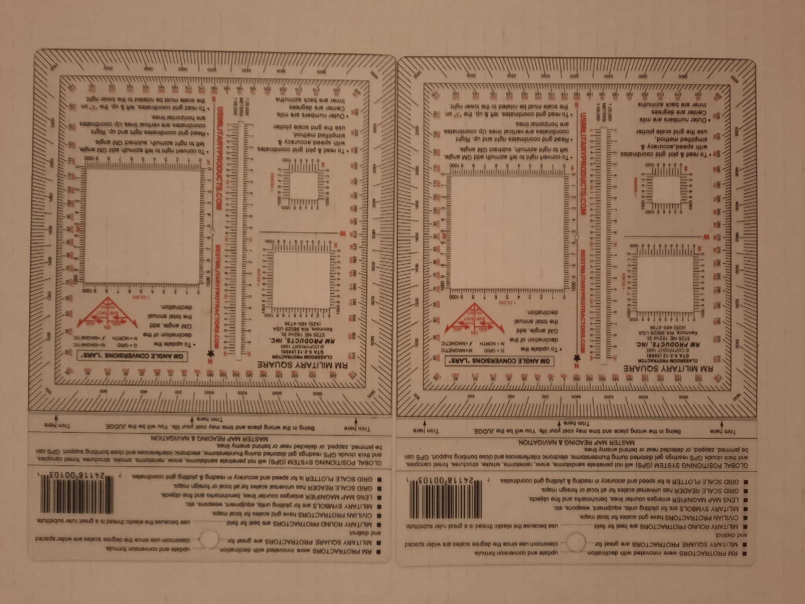 2 NEW RM PRODUCTS Military Square Protractor (Red)