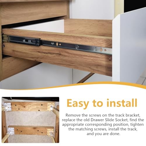 2 Pack Drawer Slide Socket Set, Drawer Track Back Plate, Cabinet Drawer