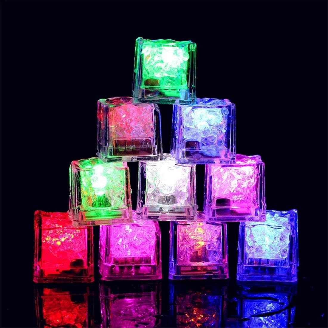 24 cubos de hielo led reutilizables multicolor para bebidas fiesta boda bar club
