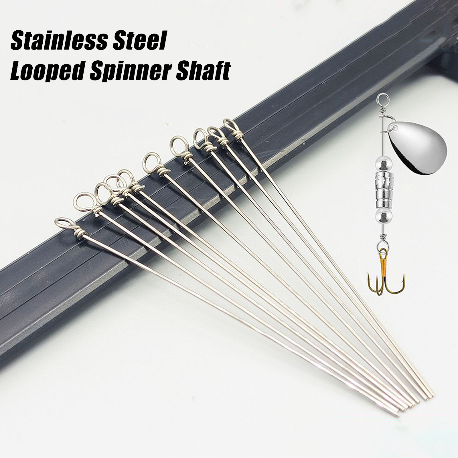 50/100pcs Fishing Looped Spinner Shaft Stainless Steel Wire Lure Making Supplies
