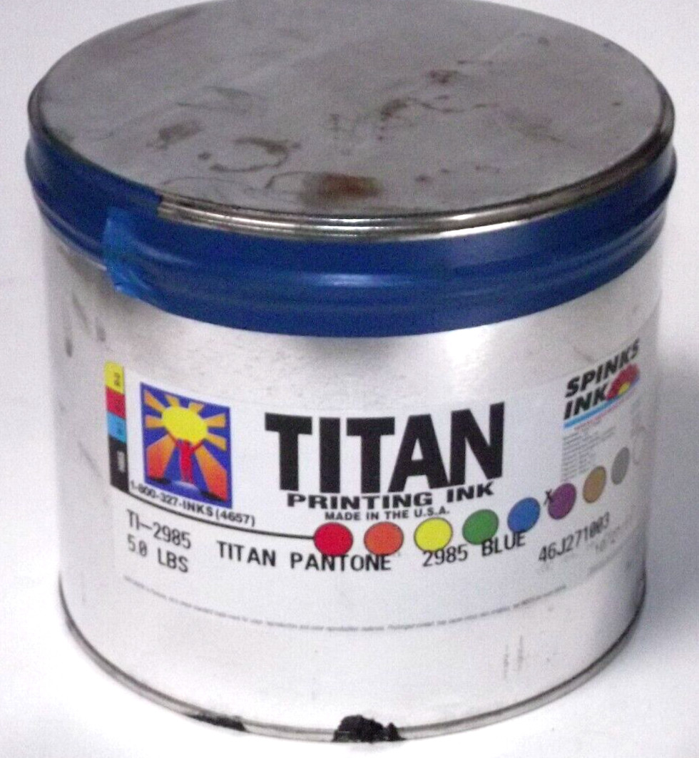 NOS 5 Lb Titan PMS Pantone 2985 Blue Oil Based Offset Letterpress Printing Ink