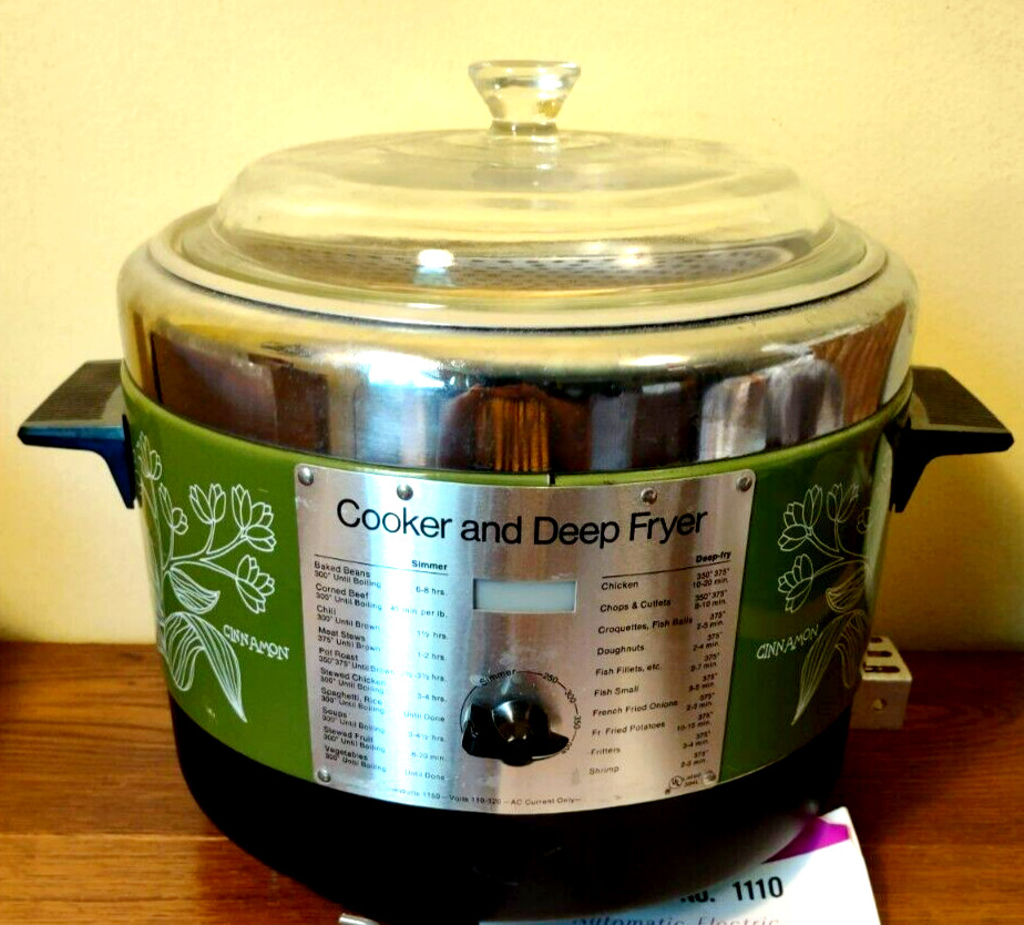 Nelson Cooker & Deep Fryer Glass Lid Model 1110 Basket, Manual, Cord, GREEN Test