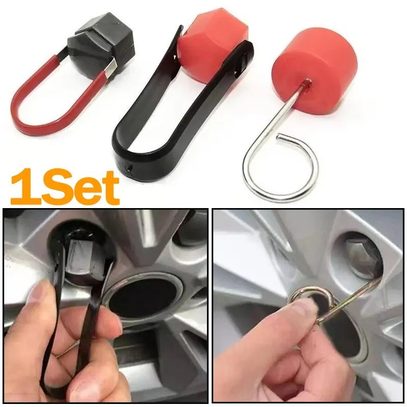 4PCS 3 Type Lug Nut Cover Removal Tool Kit,Professional Hubcap Removal Tool for