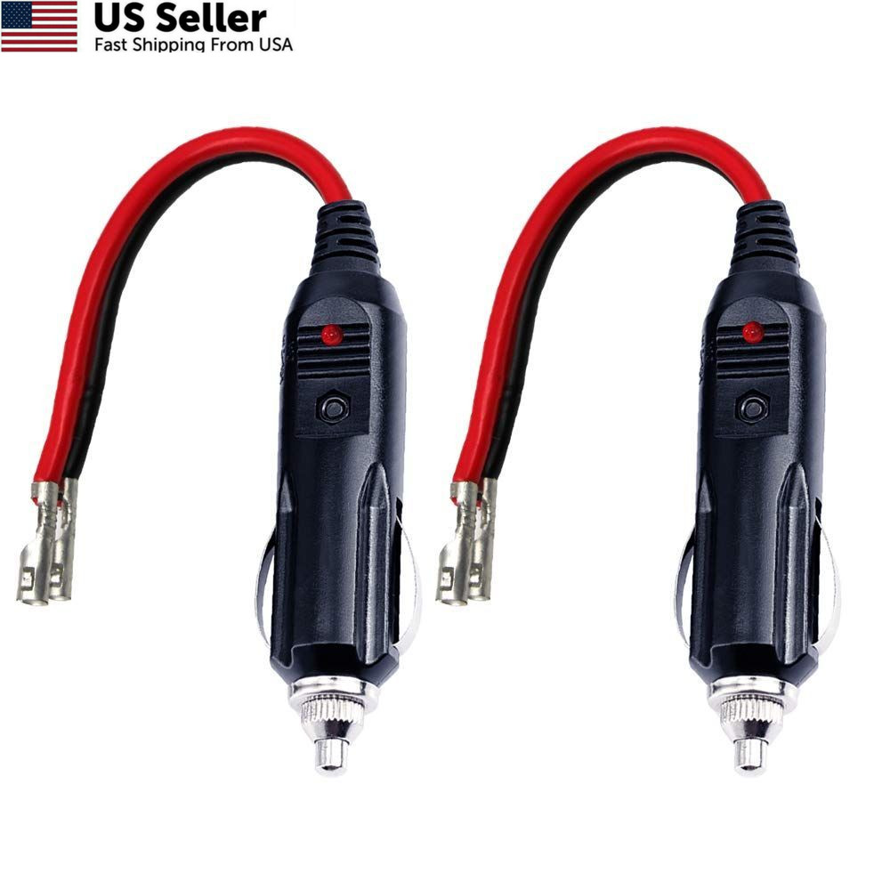 KUNCAN Replacement Cigarette Lighter Plug - 12 Volt Male with Leads-2P