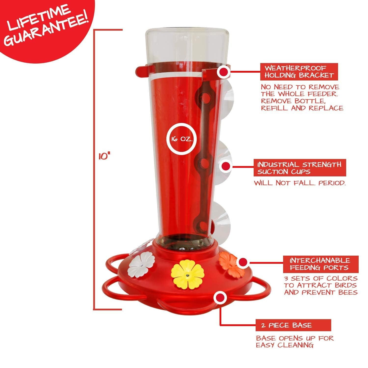 Large Leak Proof Window Hummingbird Feeders for 1 Pack, Read and Crystal