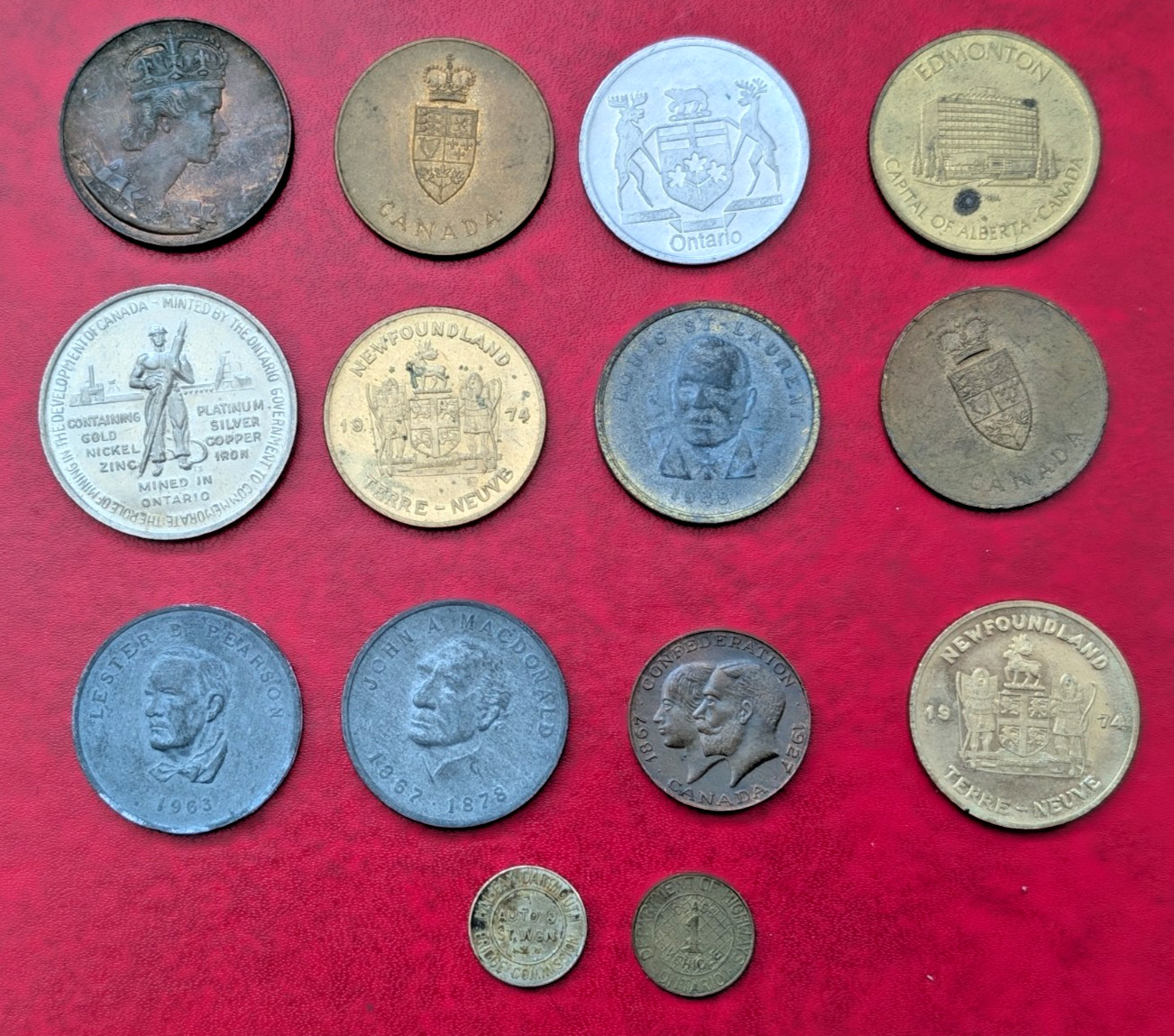 Canada Job lot of 14 vintage Tokens & medallions - Royalty, transport etc