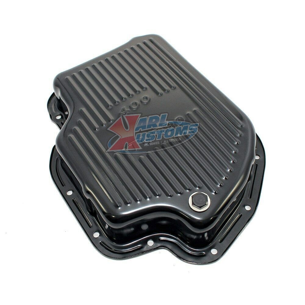 Black Steel Chevy BOP GM Turbo 400 TH-400 2 3/4" Deep Transmission Pan Finned