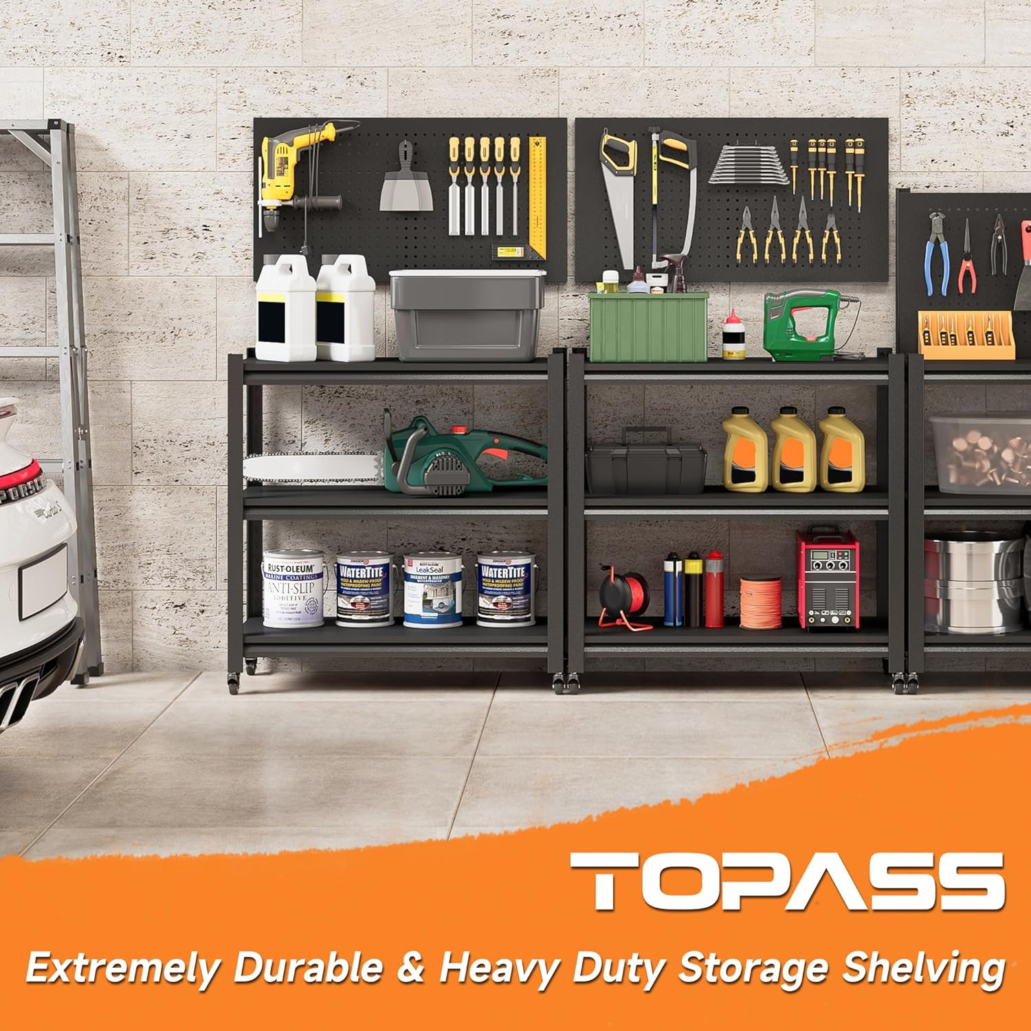 Heavy Duty Adjustable Workbench W/ Pegboard Wheels Storage Shelves Garage Table